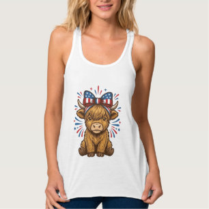Patriotisches Highland-Kuh-Bogen-Vektordesign (2)_ Tank Top