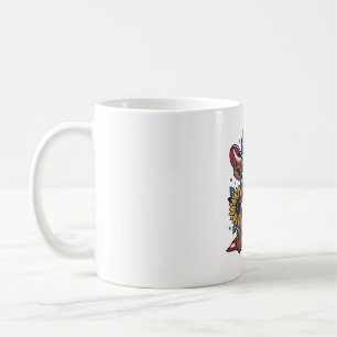 Patriotisches Highland-Kuh-Vintage-Stickerei-Shirt Kaffeetasse