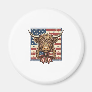 Patriotisches Highland-Kuh-Vintage-Stickerei-Shirt Magnet
