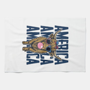 Patriotisches Highland-Rind Amerika Vintage T-Shir Geschirrtuch