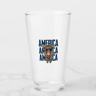 Patriotisches Highland-Rind Amerika Vintage T-Shir Glas