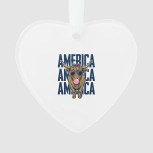 Patriotisches Highland-Rind Amerika Vintage T-Shir Ornament