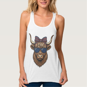 Patriotisches Highland-Rind Vintage-Stich-Design_1 Tank Top