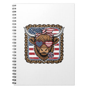 Patriotisches Highland-Rind Vintage-Stich-Design ( Notizblock
