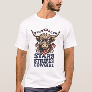 Patriotisches Highland-Rind Vintage Western USA-Sh T-Shirt