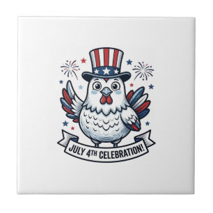 Patriotisches Huhn 4. Juli Feier T-Shirt Des Fliese