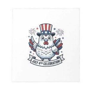 Patriotisches Huhn 4. Juli Feier T-Shirt Des Notizblock