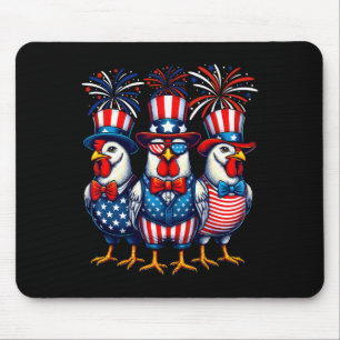 Patriotisches Huhn Usa-Flagge Hühnerliebhaber 4. J Mousepad