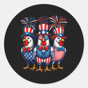 Patriotisches Hühnchen-Usa-Flag Hühnchen Lover 4. Runder Aufkleber