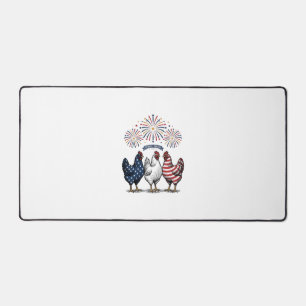 Patriotisches Hühner-Trio Vintage-Stich Vektor De Schreibtischunterlage