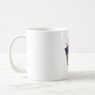 Patriotisches Hummer-Flagge Vintage-Stich T-Shirt_ Kaffeetasse