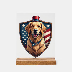 Patriotisches Hund Papa Golden Retriever Gravur Sh Acrylschild