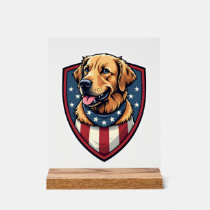 Patriotisches Hund Papa Golden Retriever Gravur Sh Acrylschild