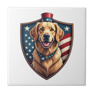 Patriotisches Hund Papa Golden Retriever Gravur Sh Fliese