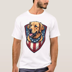 Patriotisches Hund Papa Golden Retriever Gravur Sh T-Shirt