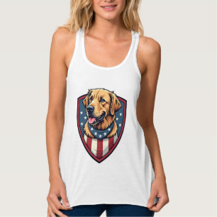 Patriotisches Hund Papa Golden Retriever Gravur Sh Tank Top