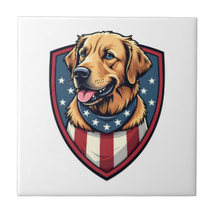 Patriotisches Hund-Vater Golden Retriever Gravur S Fliese