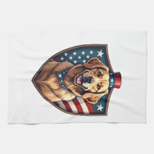 Patriotisches Hund-Vater Golden Retriever Gravur S Geschirrtuch