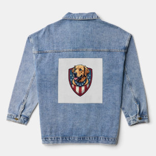 Patriotisches Hund-Vater Golden Retriever Gravur S Jeansjacke