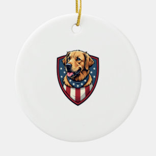 Patriotisches Hund-Vater Golden Retriever Gravur S Keramik Ornament