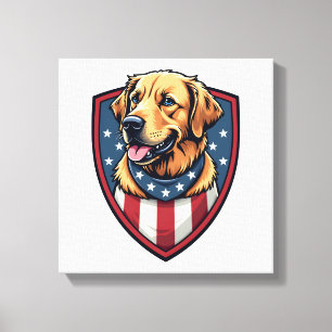Patriotisches Hund-Vater Golden Retriever Gravur S Leinwanddruck
