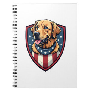 Patriotisches Hund-Vater Golden Retriever Gravur S Notizblock
