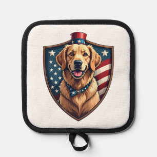 Patriotisches Hund-Vater Golden Retriever Gravur S Topflappen