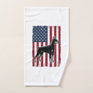Patriotisches Hunde-Flagge Vintage-Vector-Shirt-De Handtuch