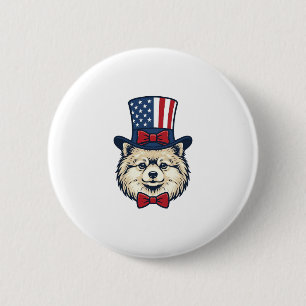 Patriotisches Hundekopf-Vintage-Stichvektordesign Button