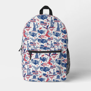Patriotisches Ikonenmuster - Freiheitsstatue, Flag Bedruckter Rucksack