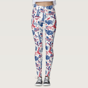 Patriotisches Ikonenmuster - Freiheitsstatue, Flag Leggings