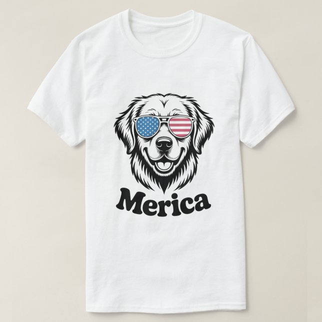 "Patriotisches Jungtier in Schatten - 4. Juli Hund T-Shirt (Design vorne)
