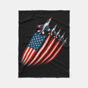 Patriotisches Kampfflugzeug USA-Flagge 4. Juli Fleecedecke