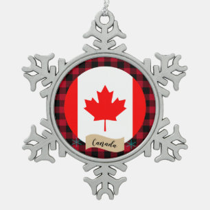 Patriotisches Kanada, Büffel kariert, kanadische F Schneeflocken Zinn-Ornament