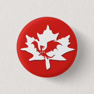 Patriotisches kanadisches Drache-Rot Button