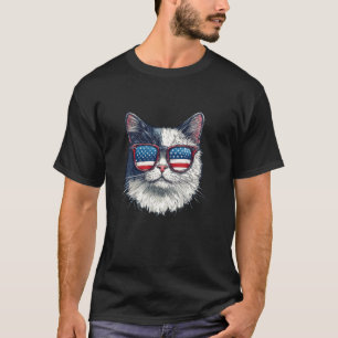 Patriotisches Katze Rockt Amerika Sonnenbrille Kos T-Shirt