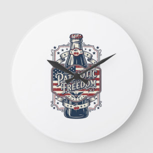 Patriotisches Kirsch-Soda Retro-Vector-Grafik-T-Sh Große Wanduhr