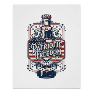 Patriotisches Kirsch-Soda Retro-Vector-Grafik-T-Sh Poster
