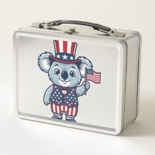 Patriotisches Koala-Vektor-Vintage-Shirt-Design_1 Metall Brotdose