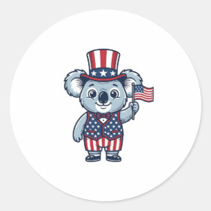 Patriotisches Koala-Vektor-Vintage-Shirt-Design_1 Runder Aufkleber