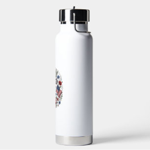 Patriotisches Kreuz Blumenflagge Vintage Trinkflasche