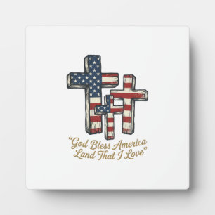 Patriotisches Kreuz Gott segne Amerika-Shirt-Desig Fotoplatte