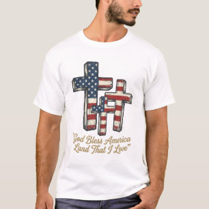 Patriotisches Kreuz Gott segne Amerika-Shirt-Desig T-Shirt