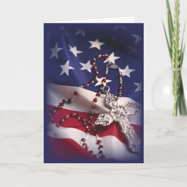 Patriotisches Kreuz und Flagge Dankeskarte (Vorderseite)