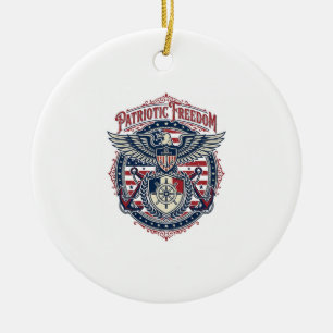 Patriotisches Küsten-Preppy-Vektorgrafik-T-Shirt Keramik Ornament