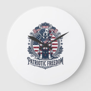 Patriotisches Labrador Retriever Vektorgrafik T-Sh Große Wanduhr
