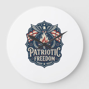 Patriotisches Lagerfeuer Nacht Vektor Grafik T-Shi Große Wanduhr