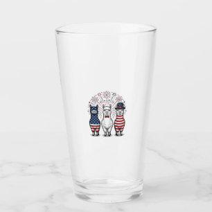 Patriotisches Lama-Feuerwerk Vintage-Vector-Shirt_ Glas