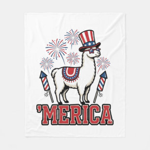Patriotisches Lama Merica Vintage Vektor Design_1 Fleecedecke