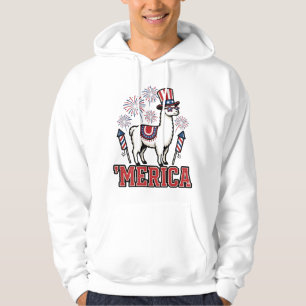 Patriotisches Lama Merica Vintage Vektor Design_1 Hoodie